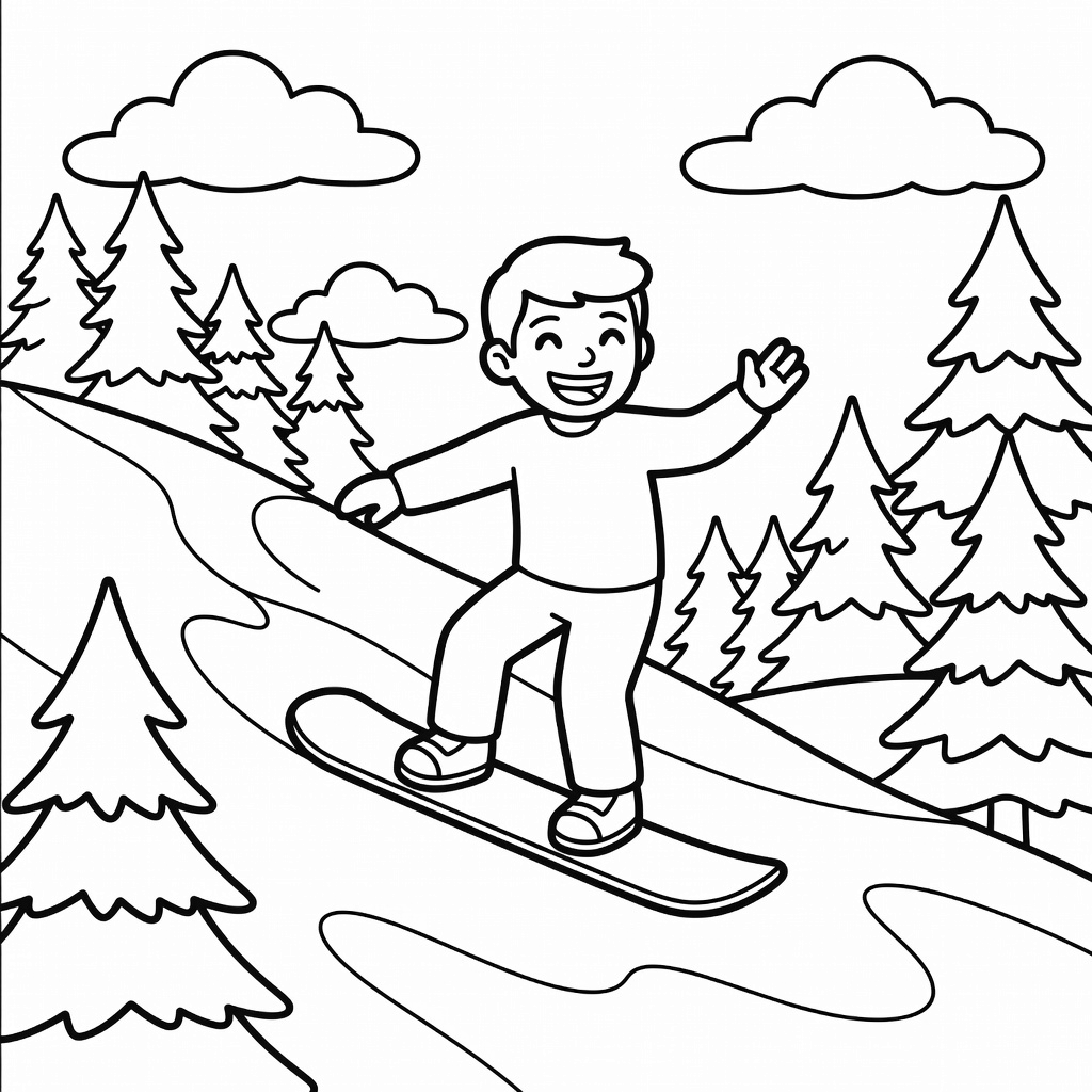 Snowboarder coloring page