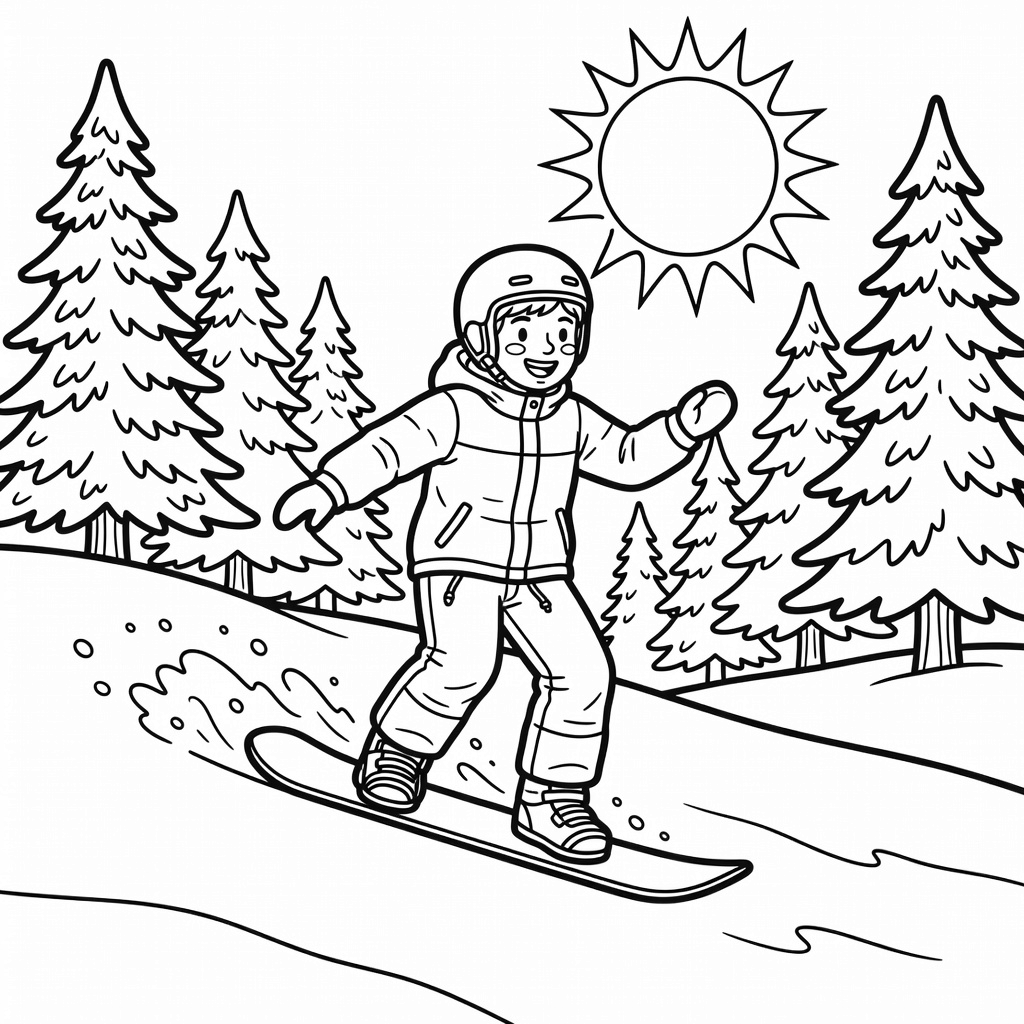 Snowboarder coloring page