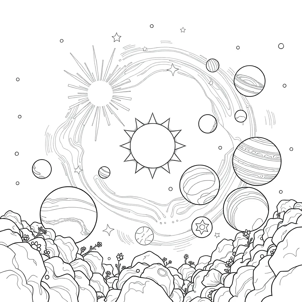 Solar System coloring page