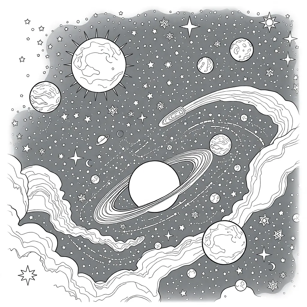 Space coloring page