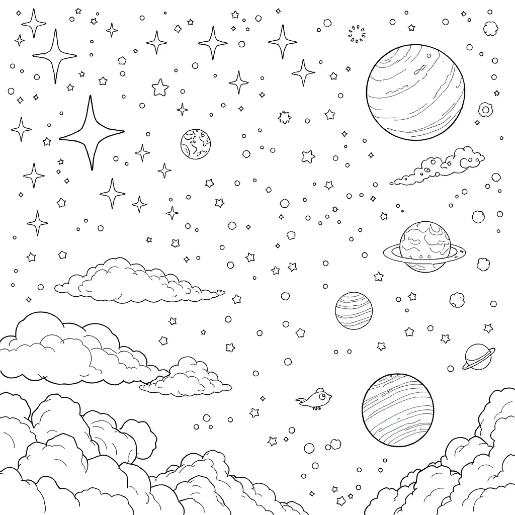 Space coloring page