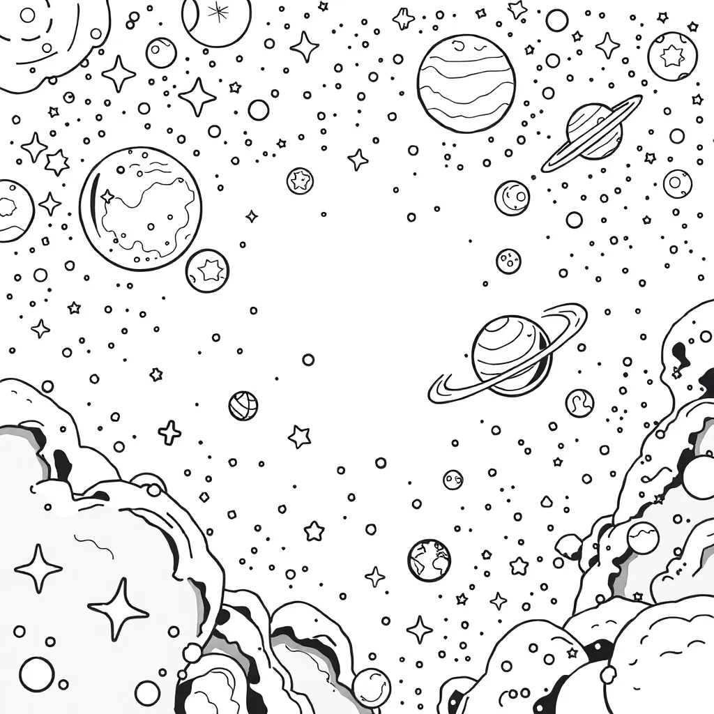 Space coloring page
