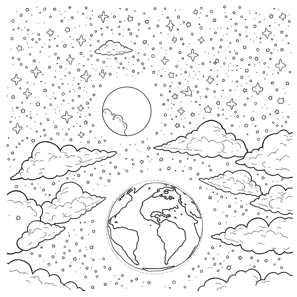Space coloring page