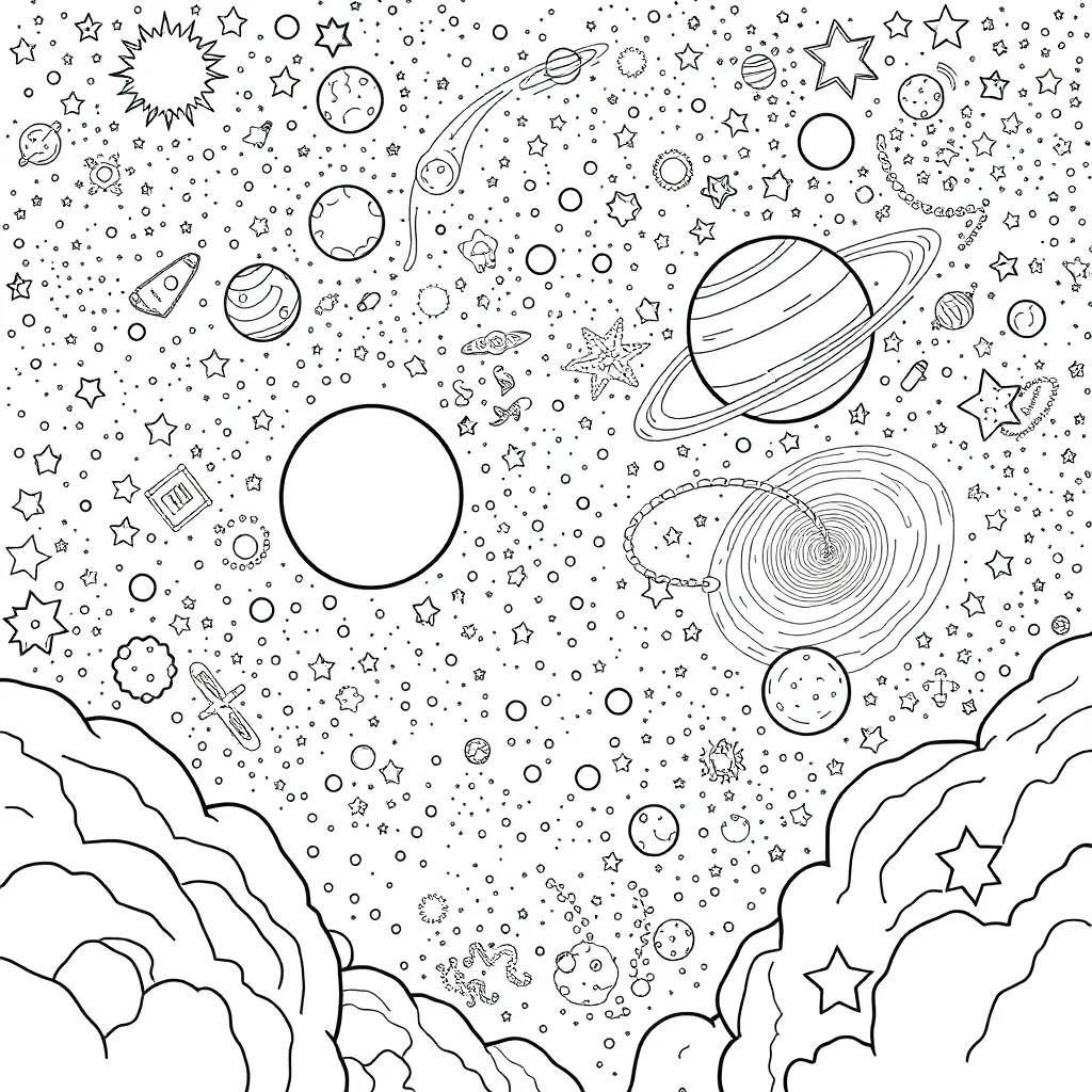 Space coloring page