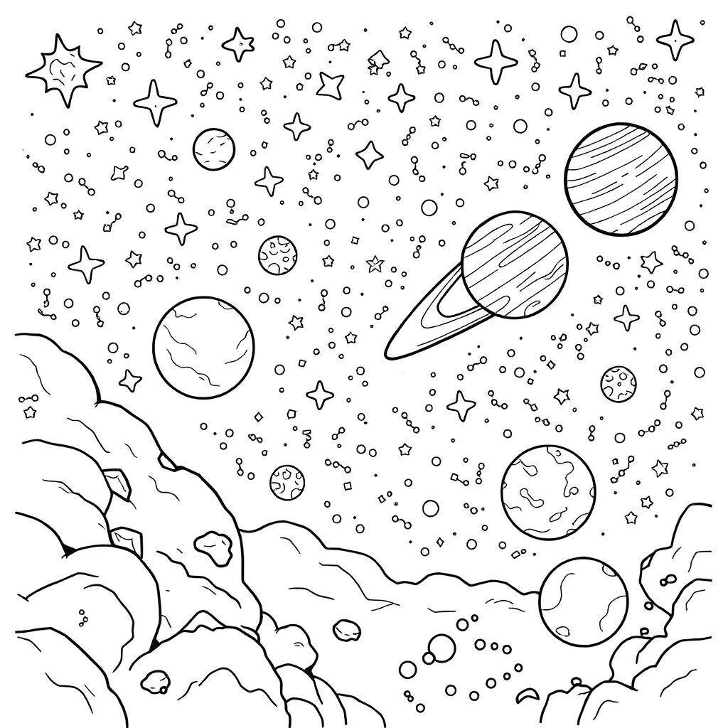 Space coloring page