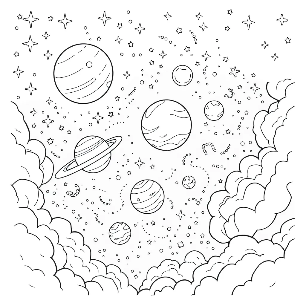 Space coloring page