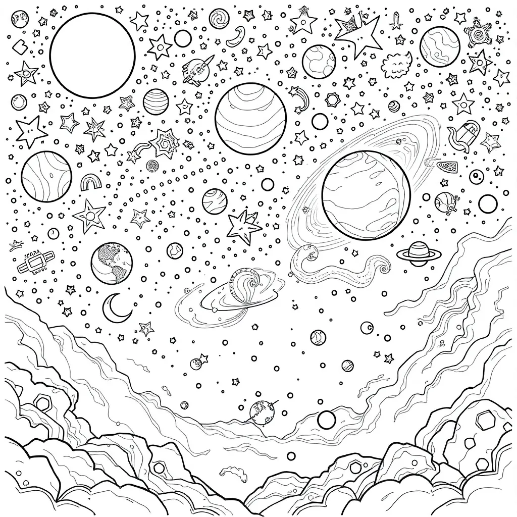 Space coloring page