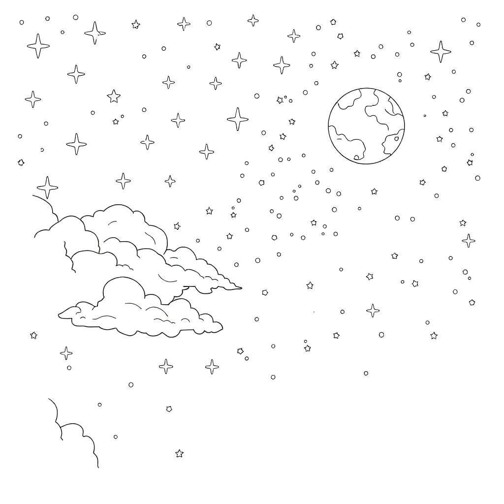 Space coloring page