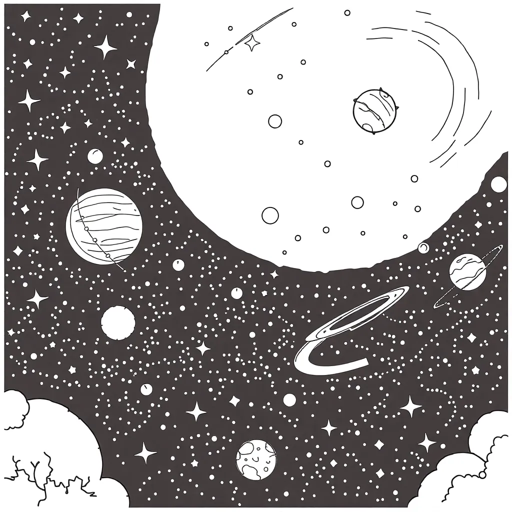 Space coloring page