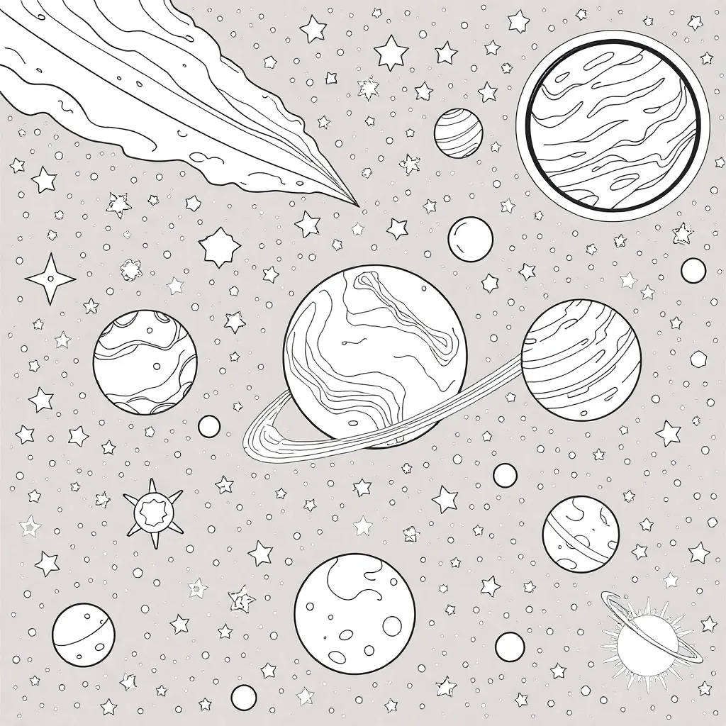 Space coloring page