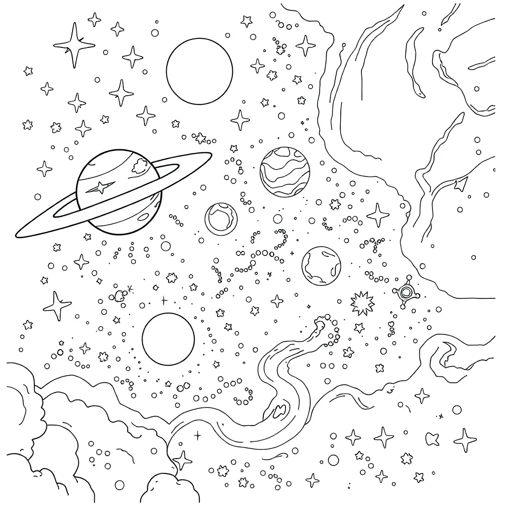 Space coloring page