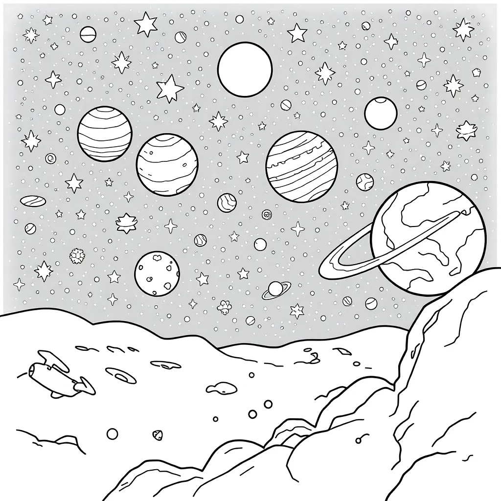 Space coloring page