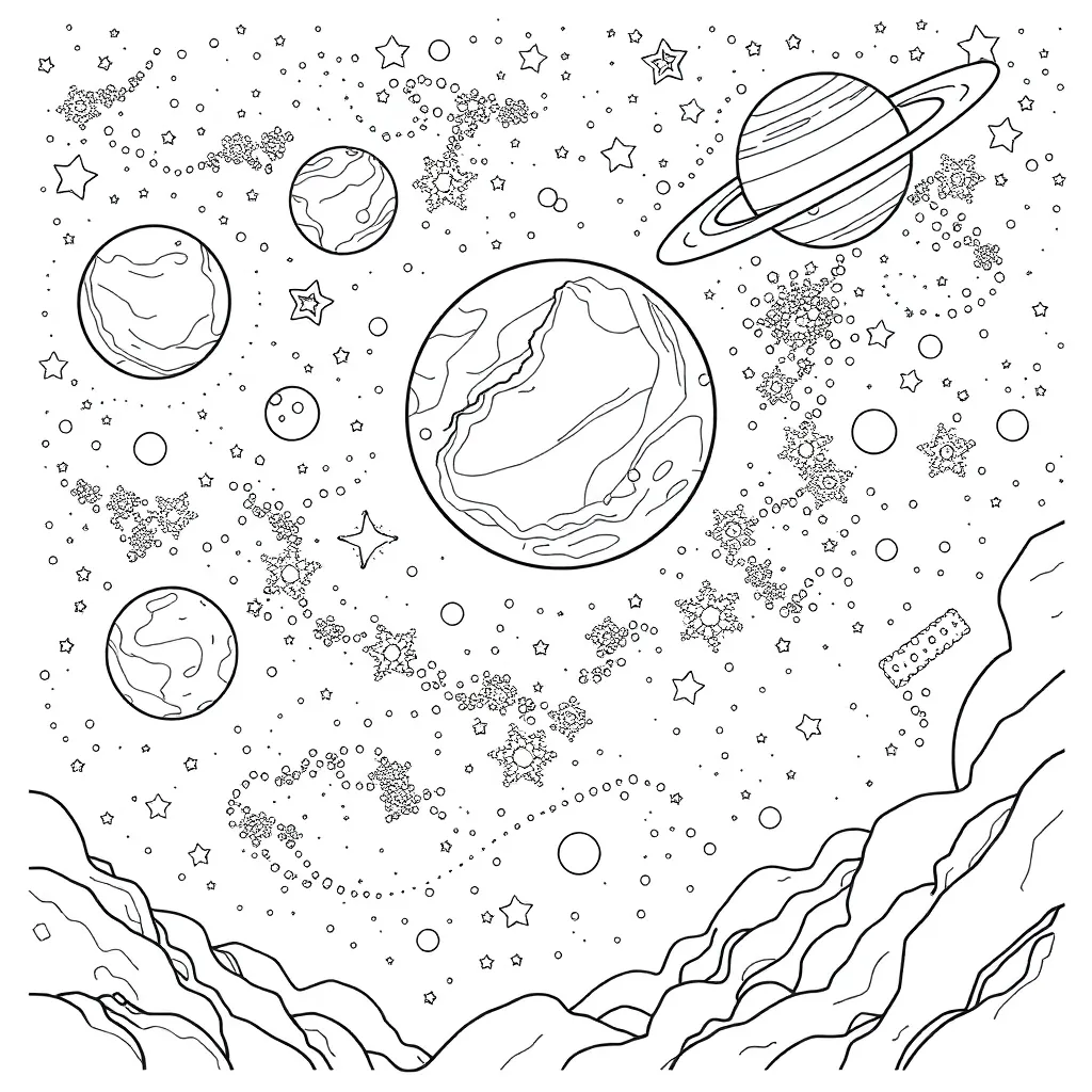 Space coloring page