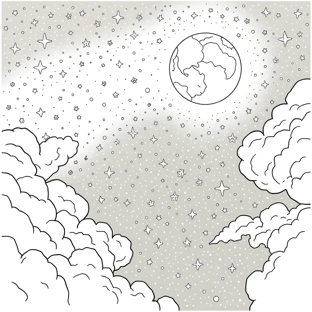 Space coloring page