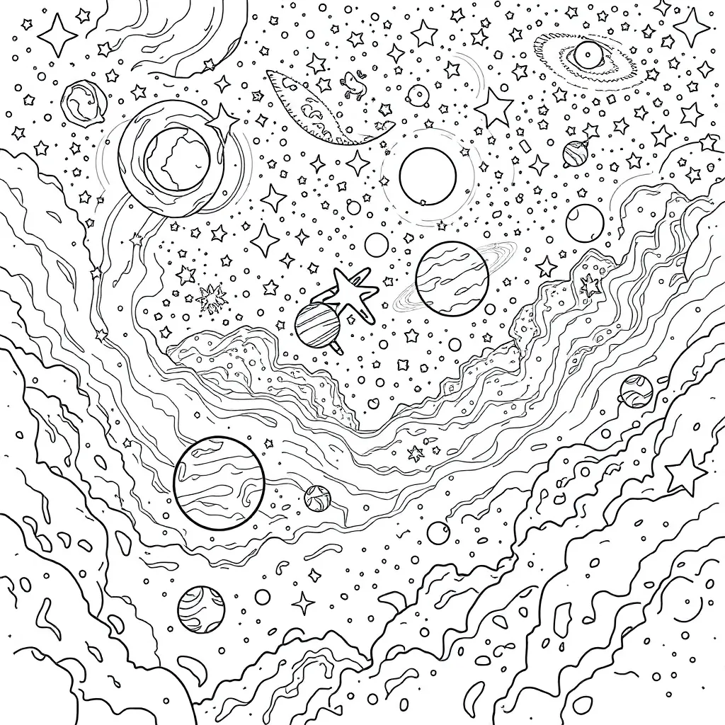 Space coloring page