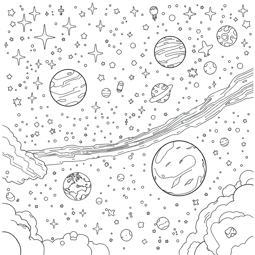 Space coloring page