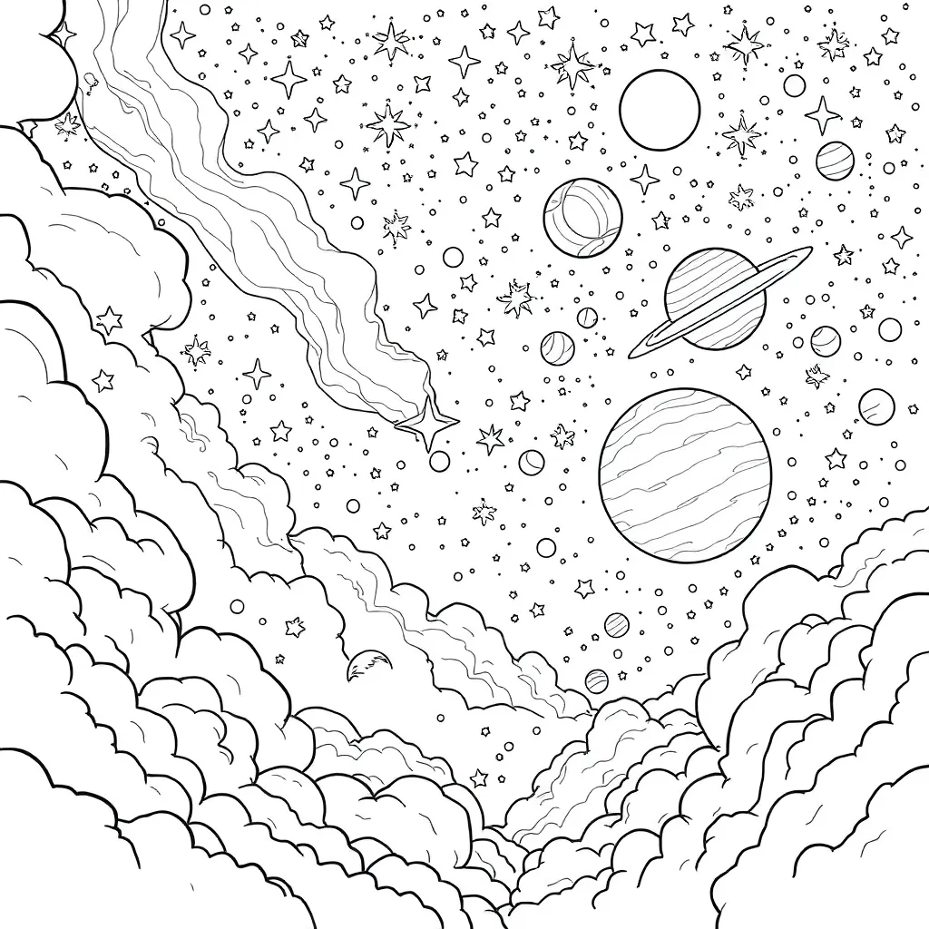 Space coloring page