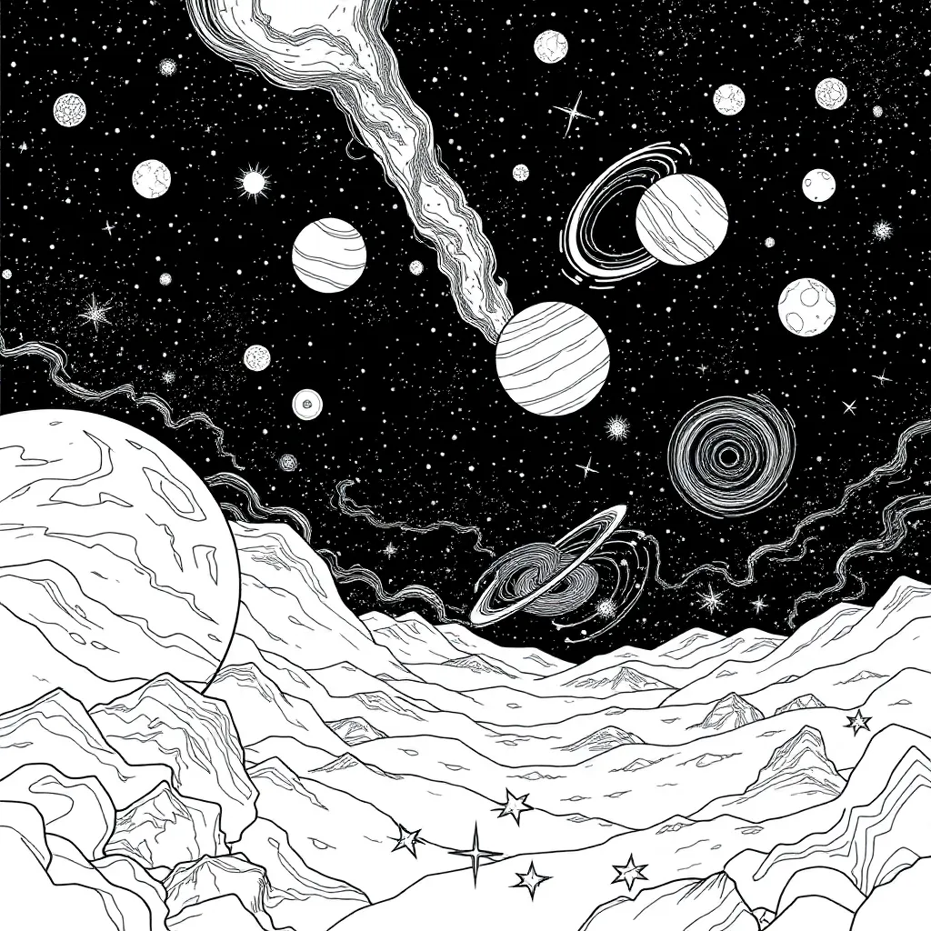 Space coloring page
