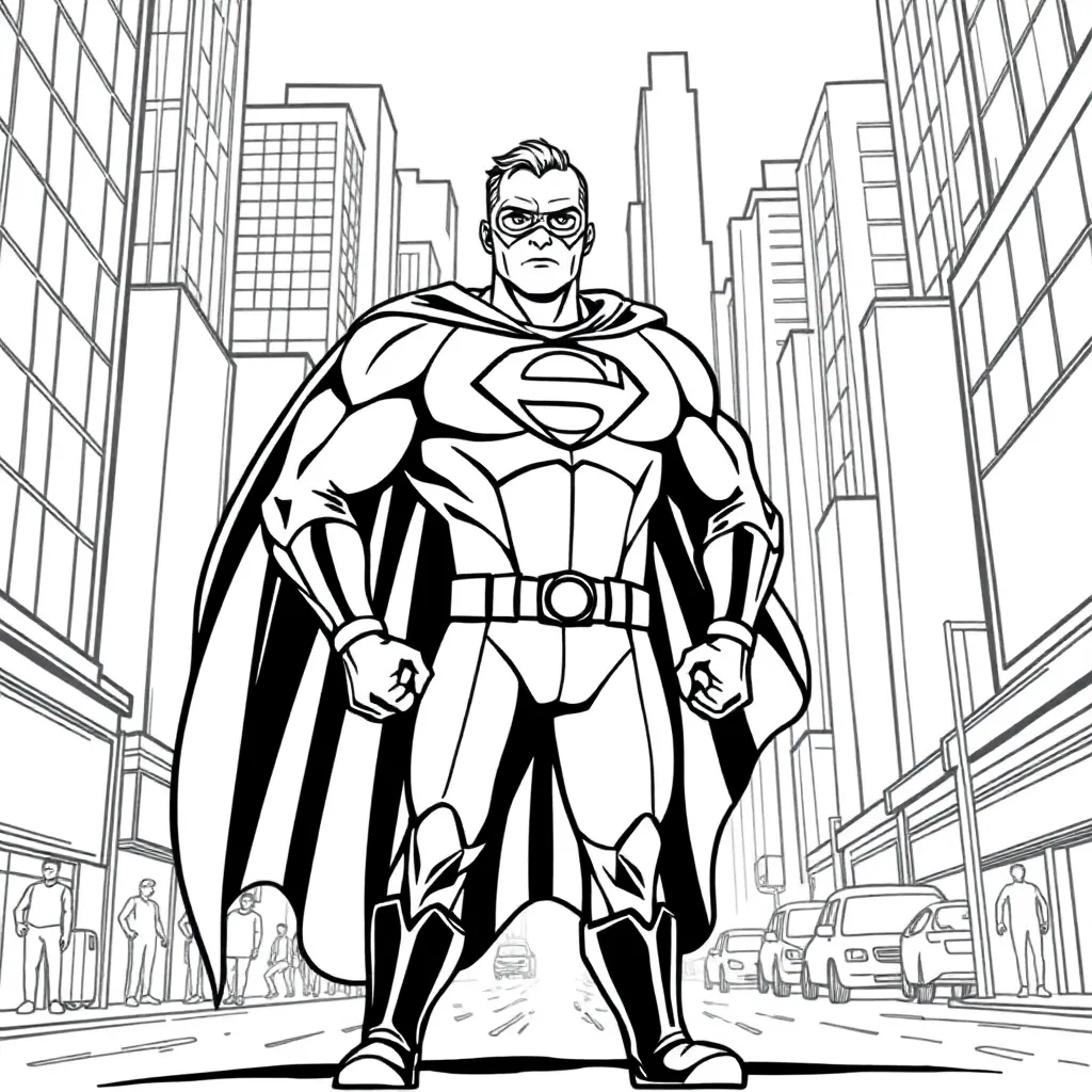 Superheroes coloring page