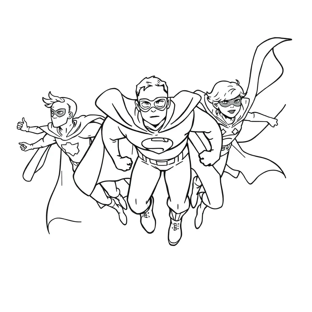 Superheroes coloring page