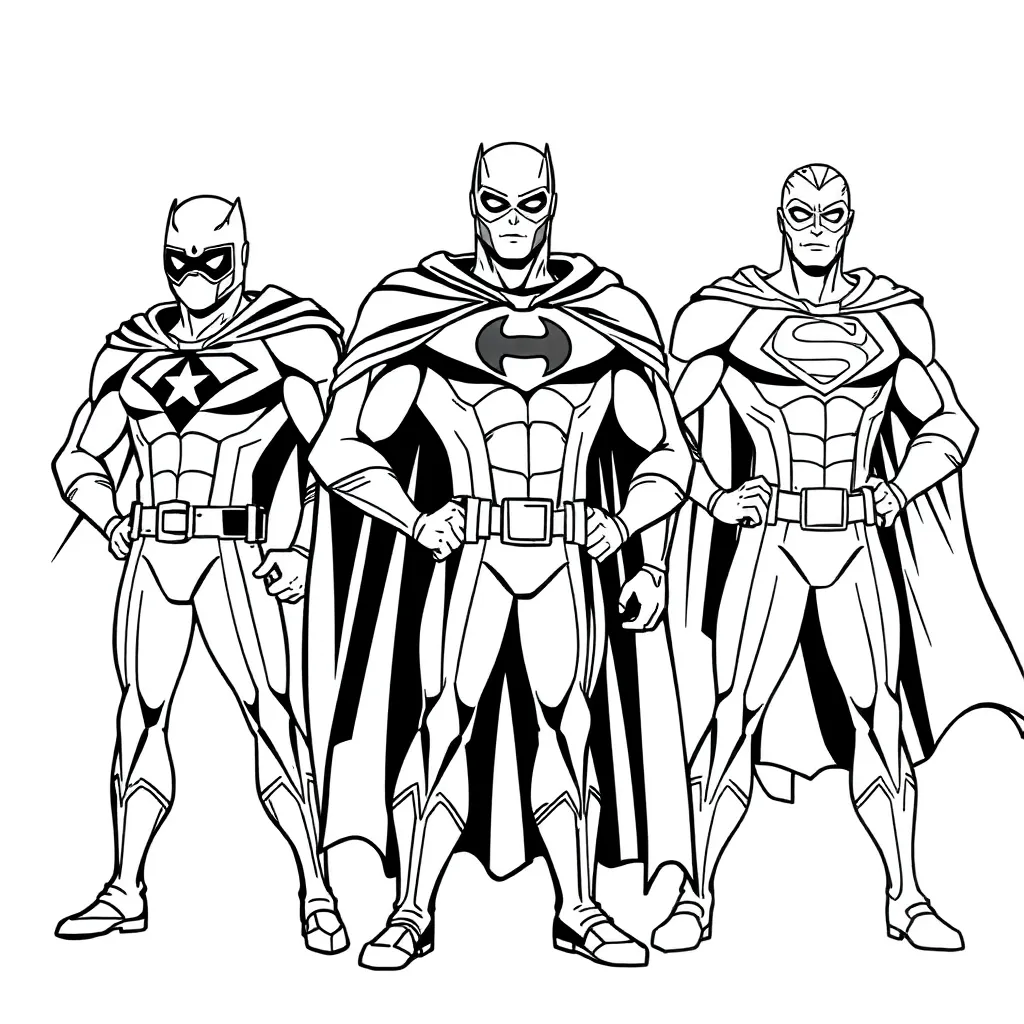 Superheroes coloring page