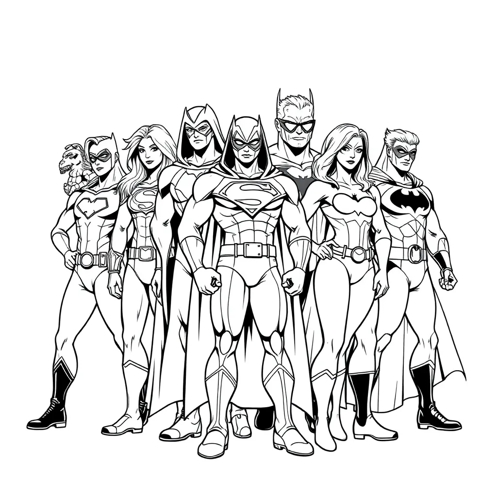 Superheroes coloring page