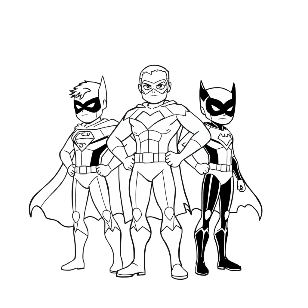 Superheroes coloring page