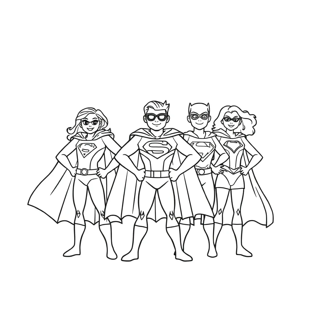 Superheroes coloring page