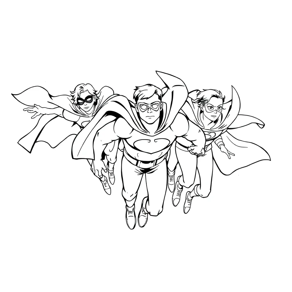 Superheroes coloring page