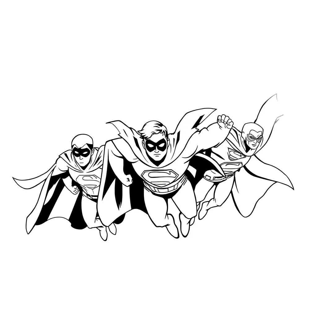 Superheroes coloring page