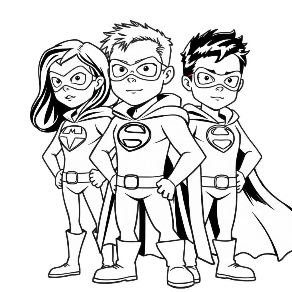 Superheroes coloring page