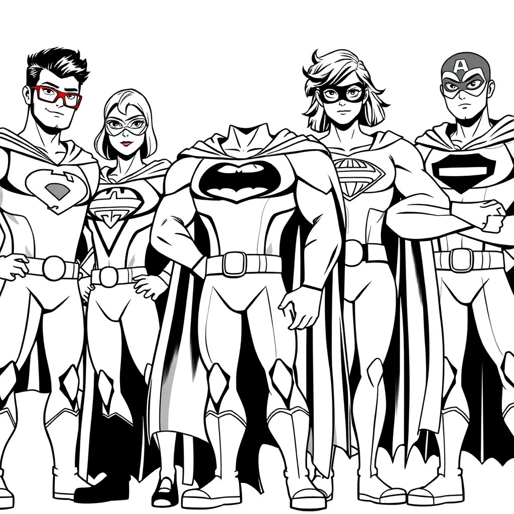 Superheroes coloring page
