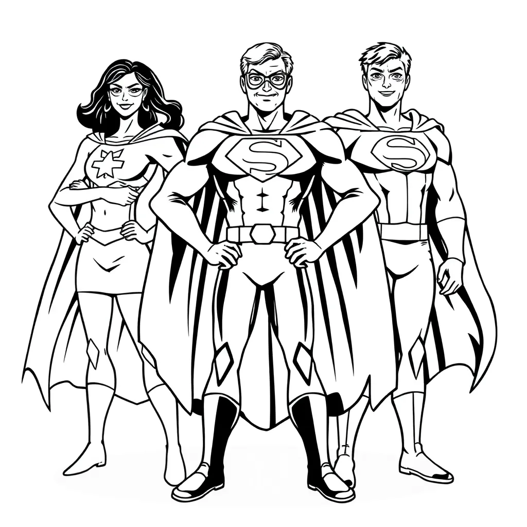 Superheroes coloring page