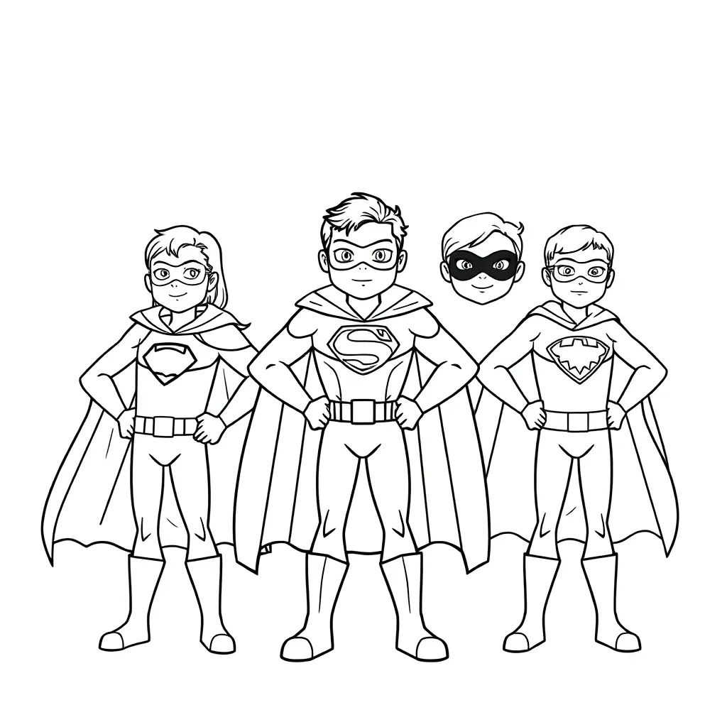 Superheroes coloring page