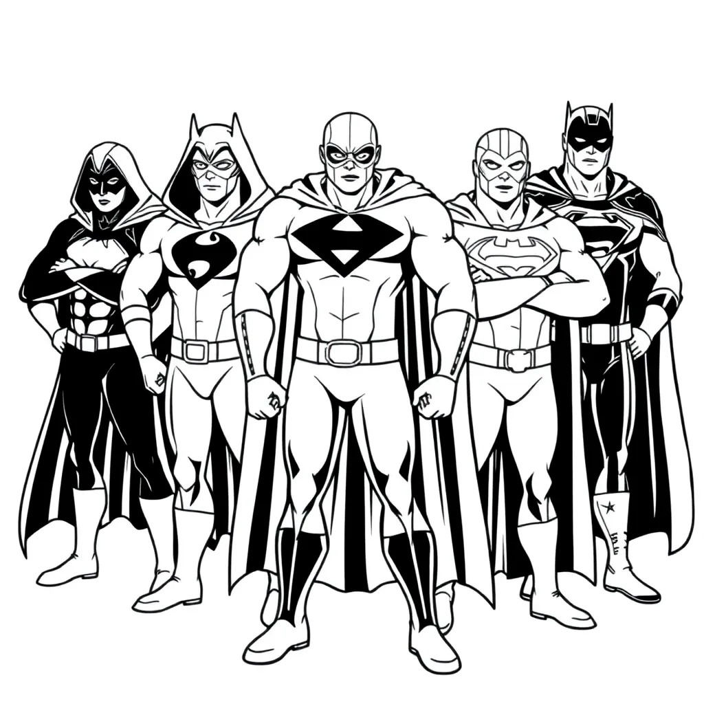 Superheroes coloring page