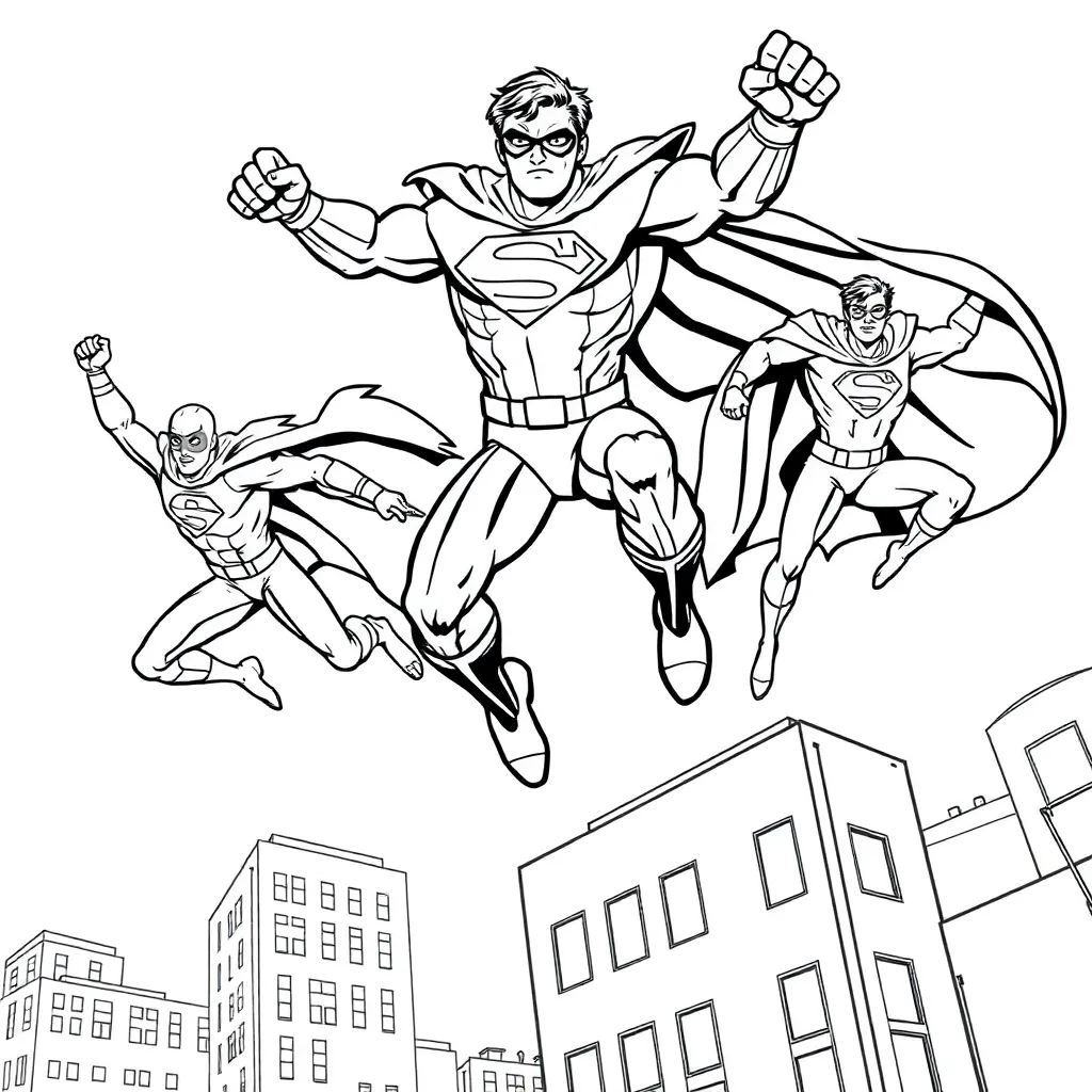 Superheroes coloring page