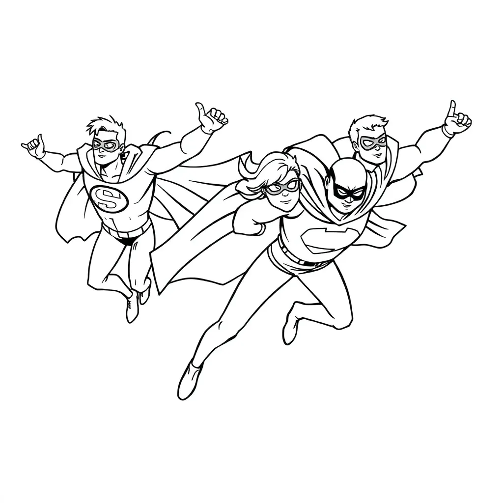 Superheroes coloring page