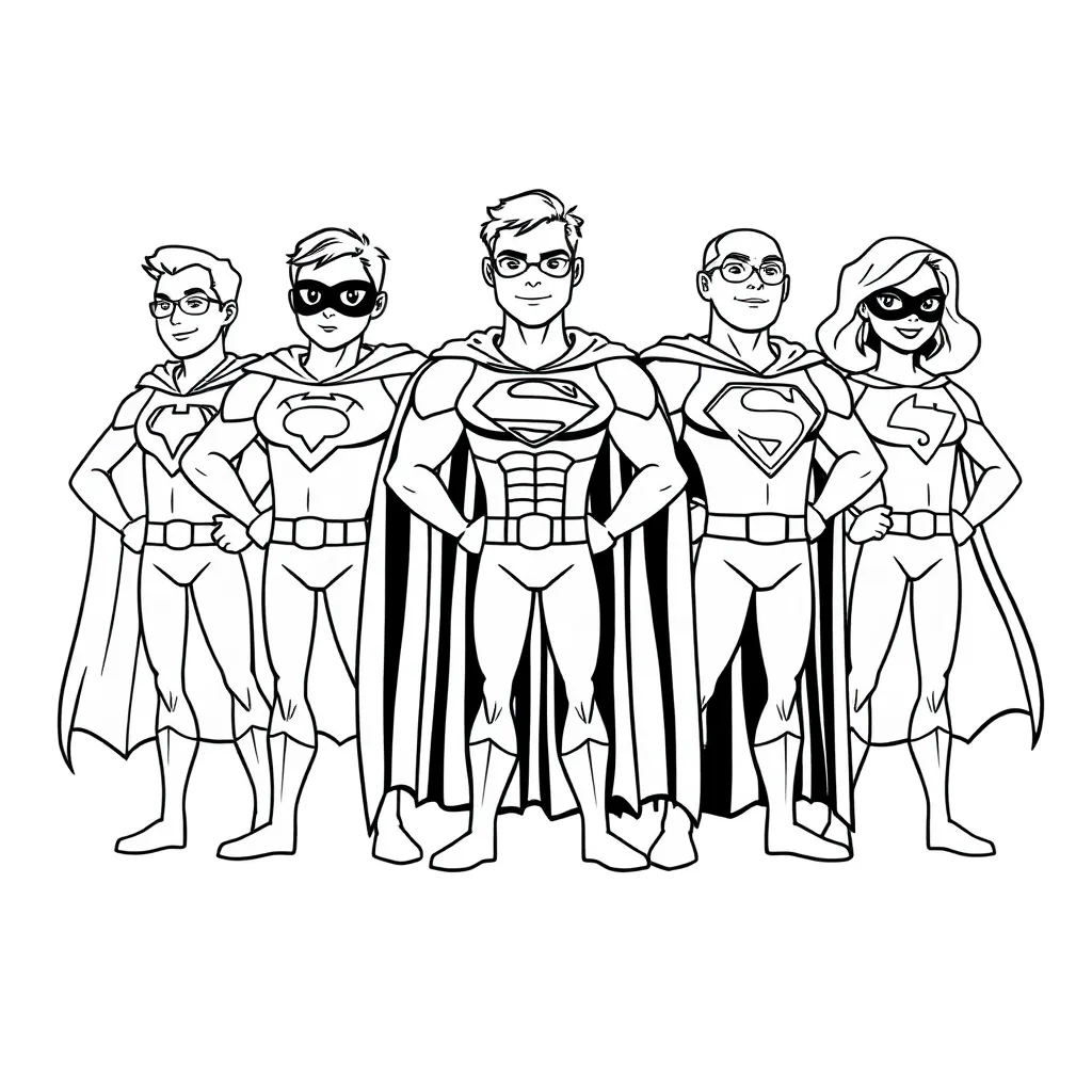 Superheroes coloring page