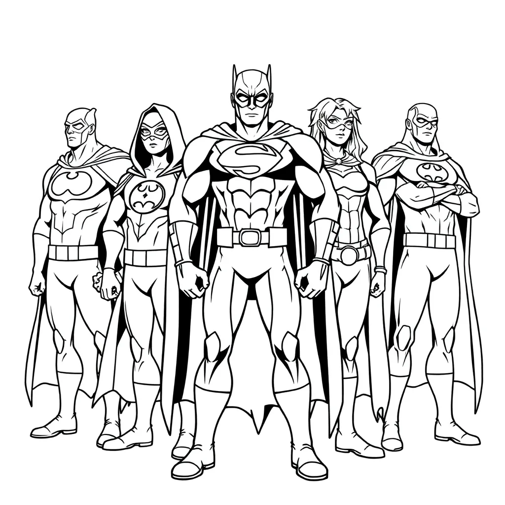Superheroes coloring page