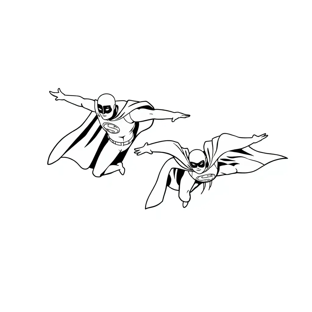 Superheroes coloring page
