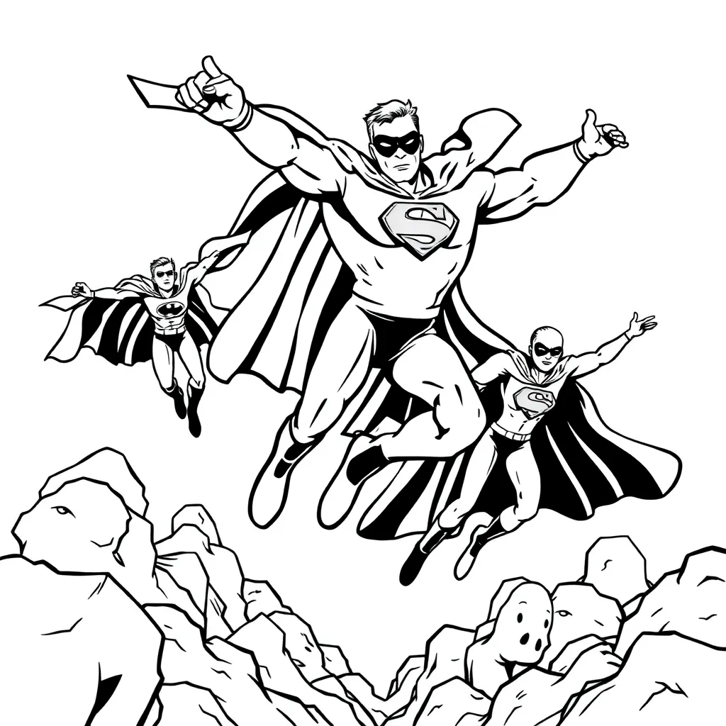Superheroes coloring page