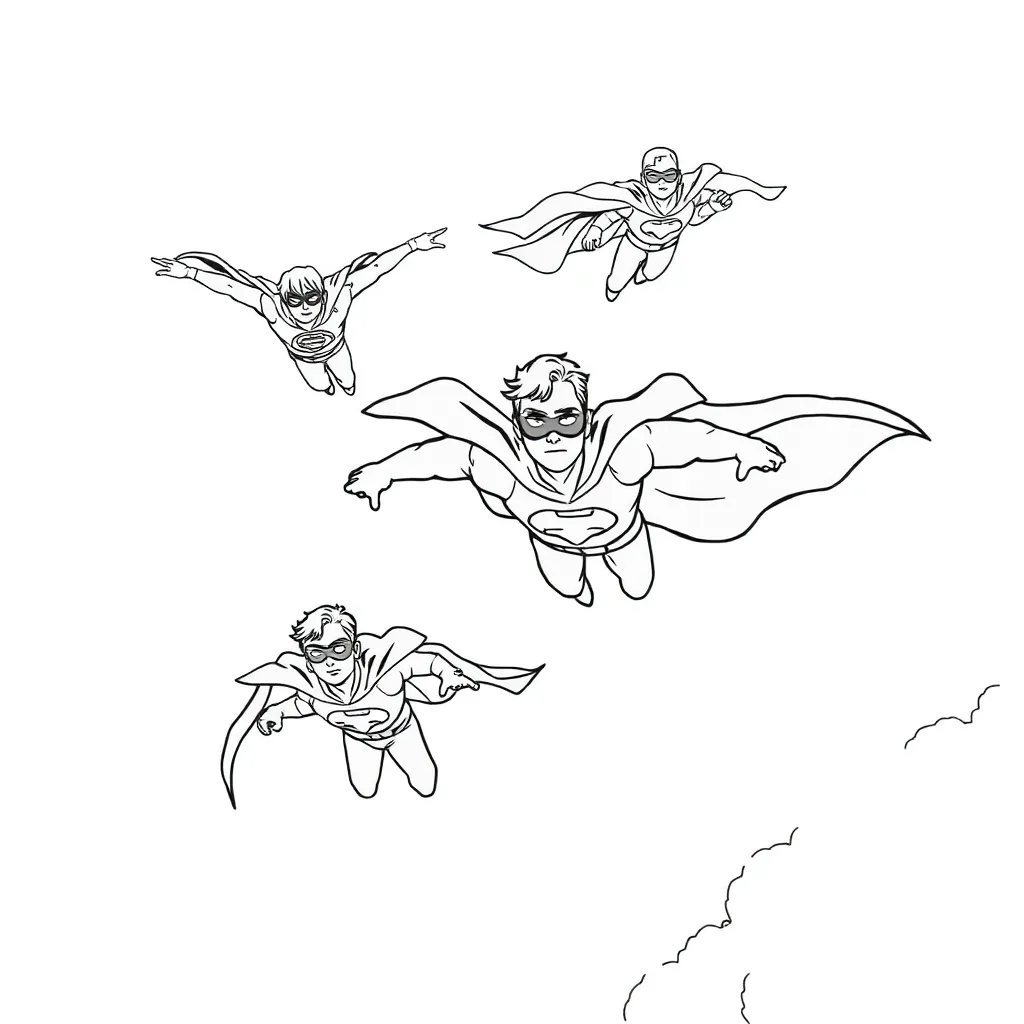 Superheroes coloring page