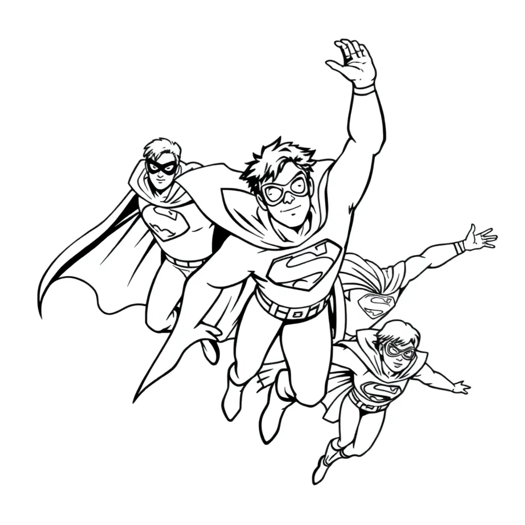 Superheroes coloring page