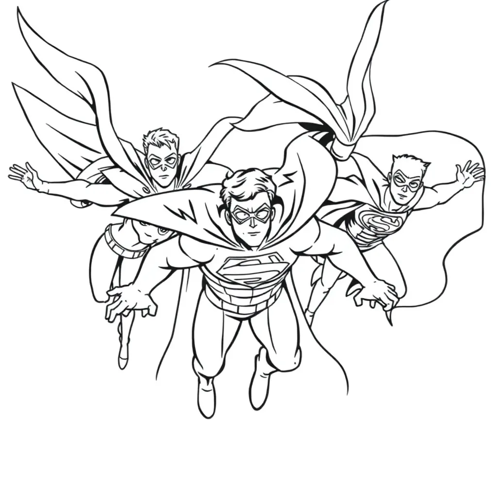 Superheroes coloring page
