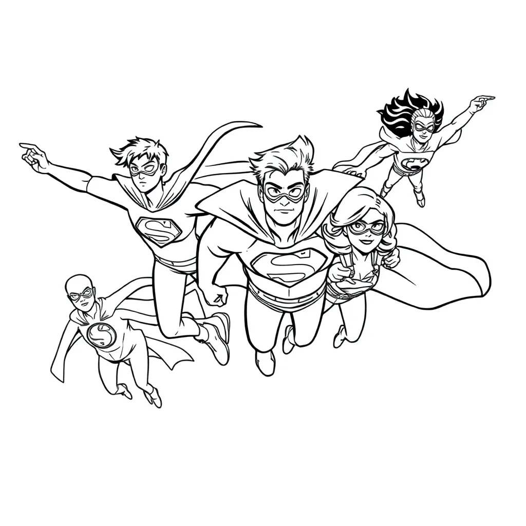 Superheroes coloring page
