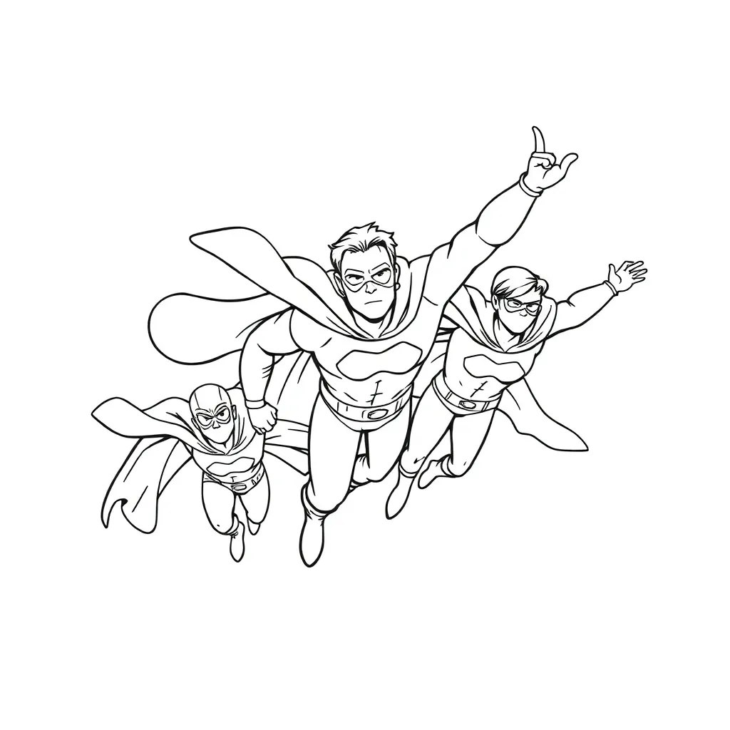 Superheroes coloring page