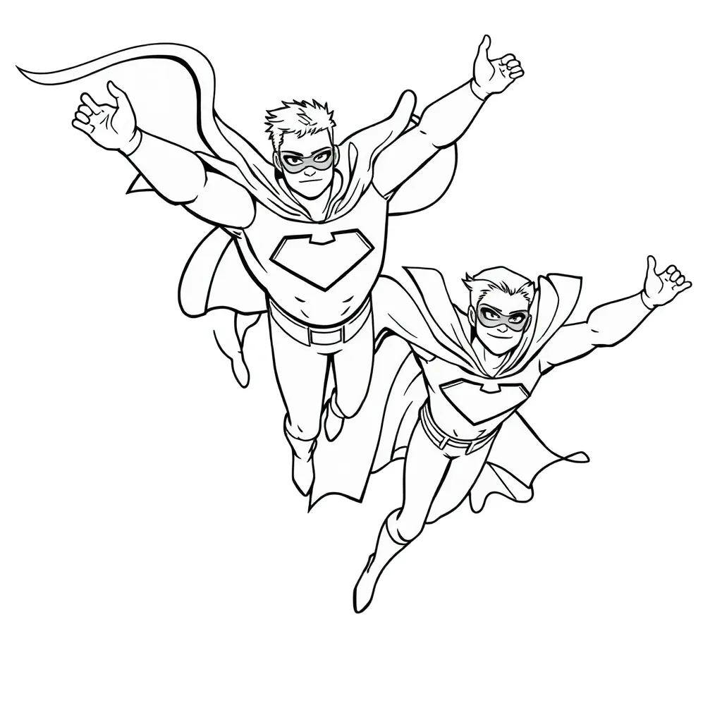 Superheroes coloring page