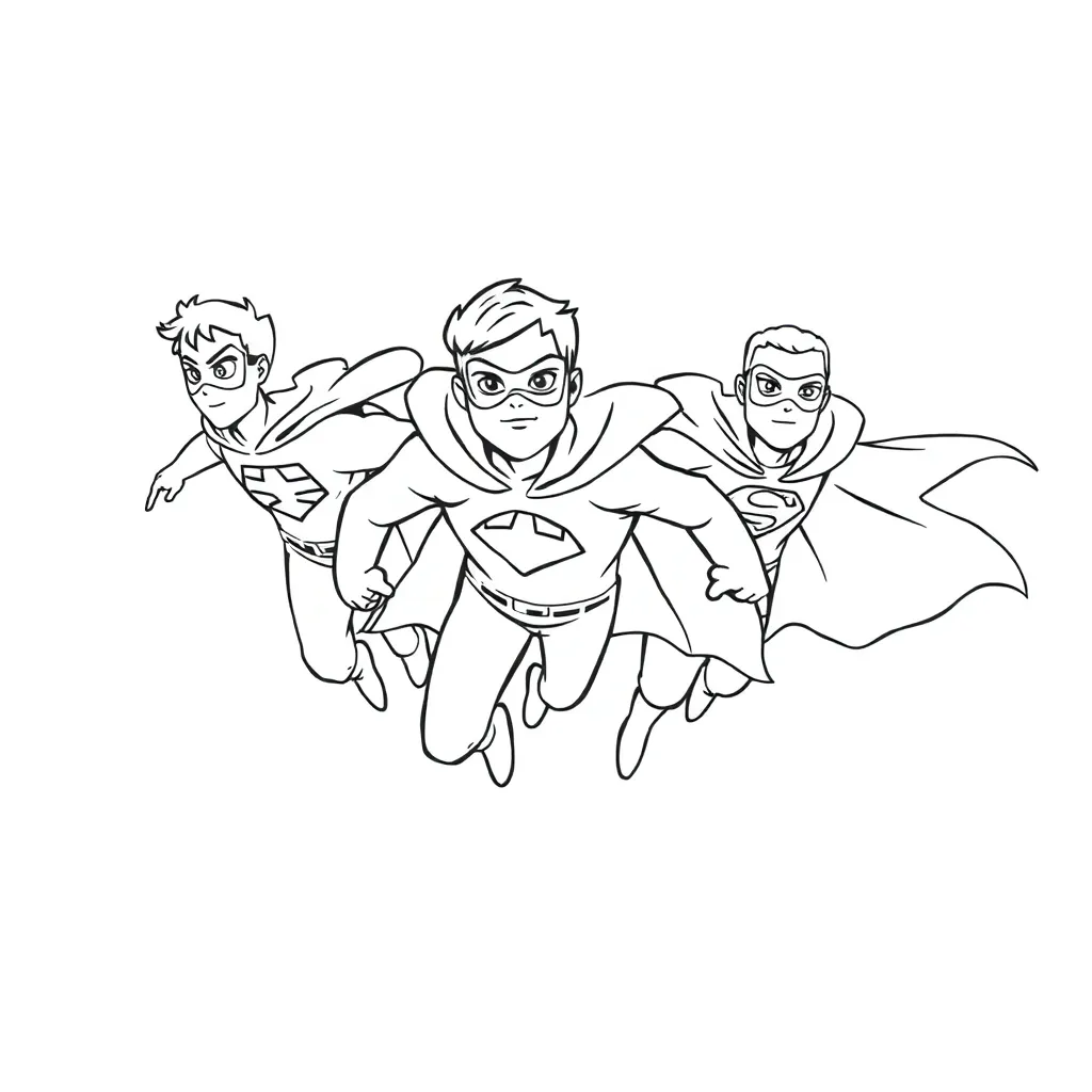 Superheroes coloring page