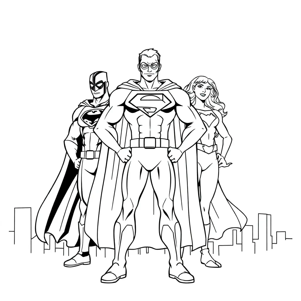 Superheroes coloring page