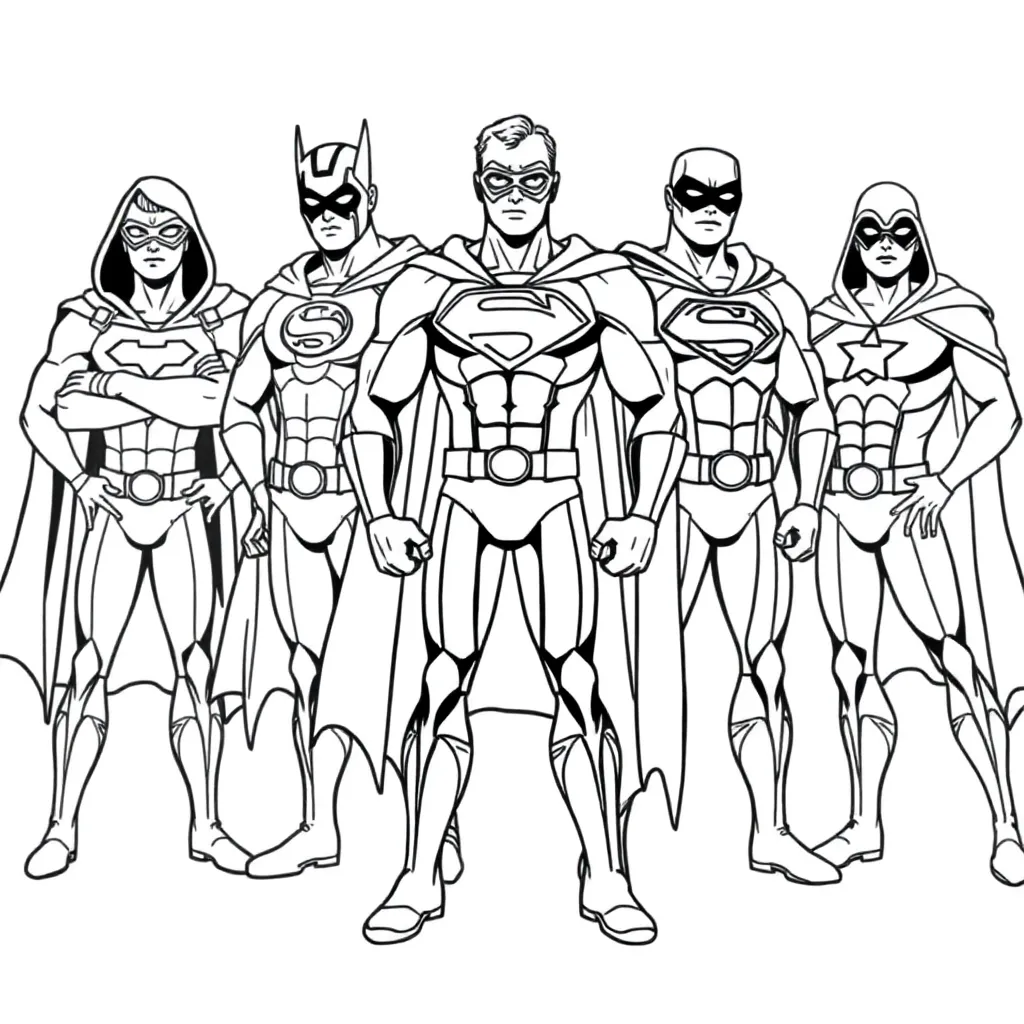 Superheroes coloring page